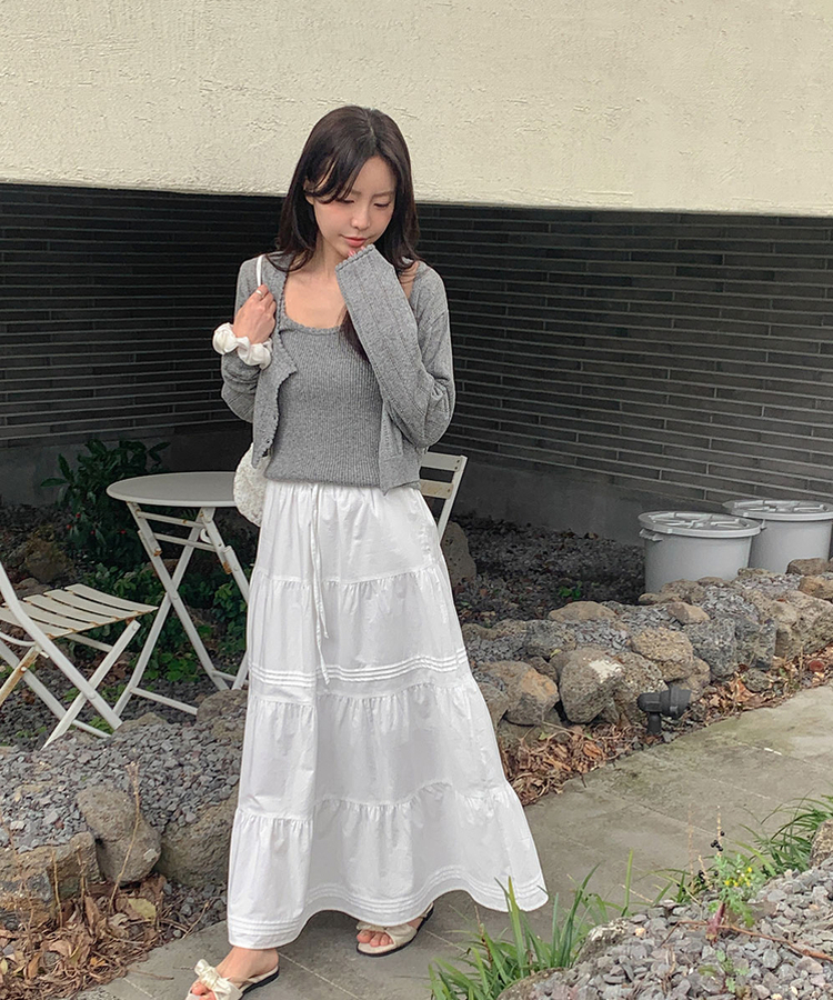 フリルニットカーディガン GRAY