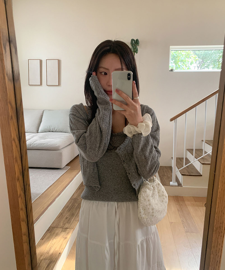 フリルニットキャミソール GRAY