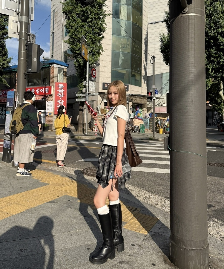 フリルチェックアンバランススカート GRAY