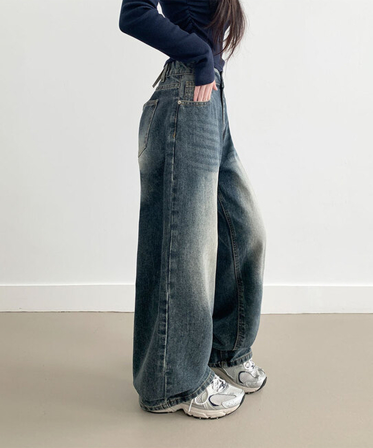 【丈別】ウォッシングデニムロングパンツ(5color) DARK DENIM