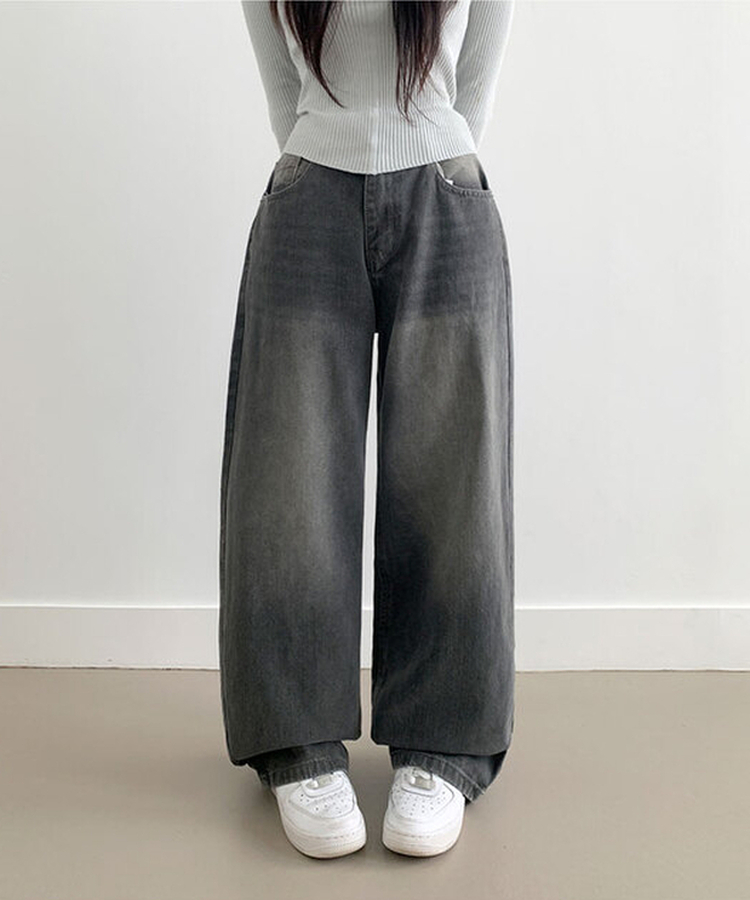 【丈別】ウォッシングデニムロングパンツ(5color) BLACK DENIM