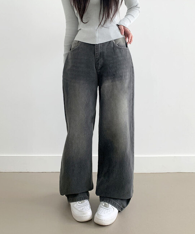 【丈別】ウォッシングデニムロングパンツ(5color) BLACK DENIM