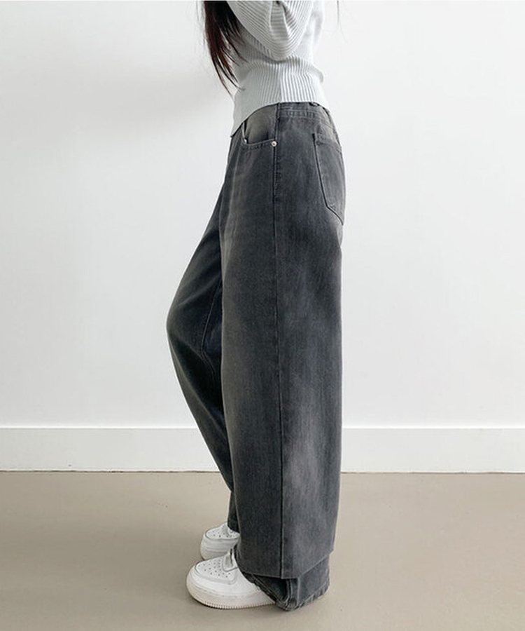 【丈別】ウォッシングデニムロングパンツ(5color) BLACK DENIM