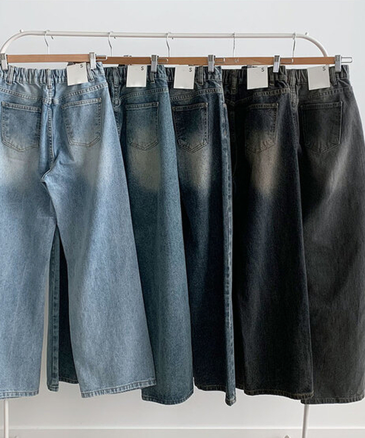 【丈別】ウォッシングデニムロングパンツ(5color)