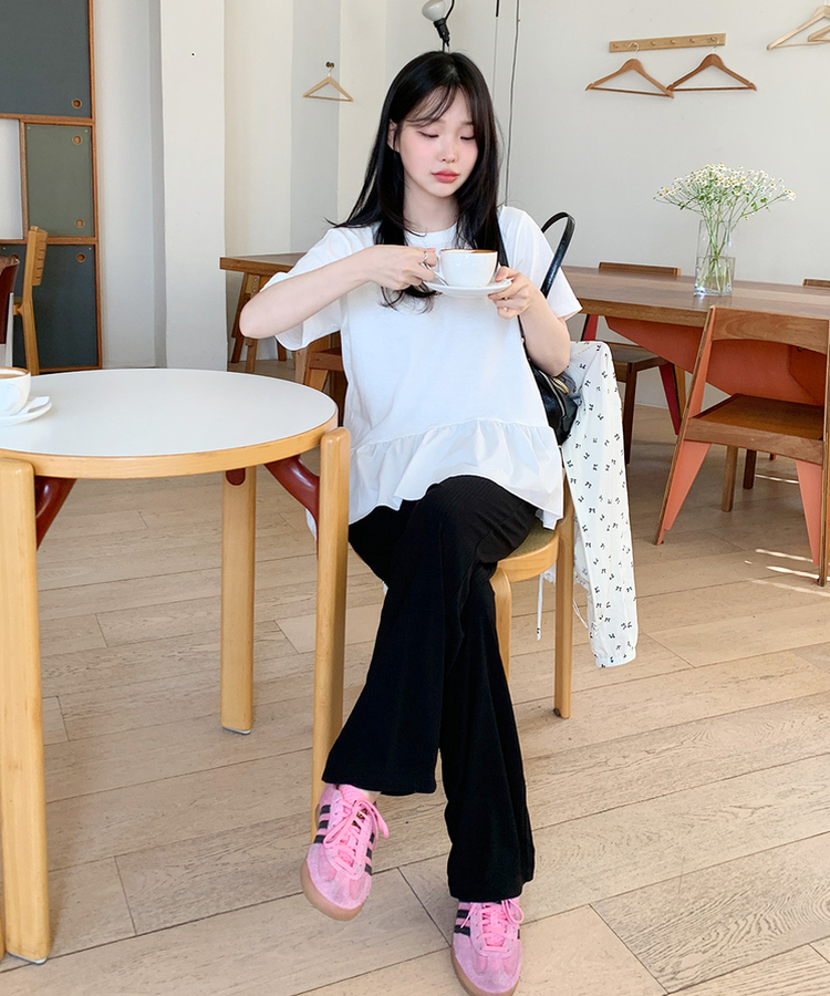 セミワイドバンディングパンツ BLACK