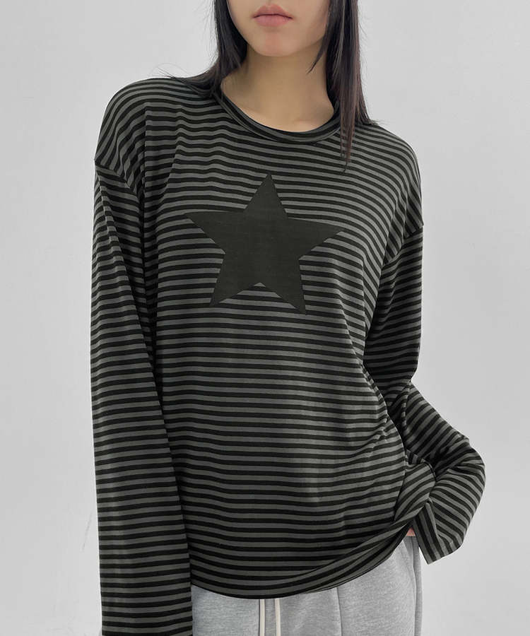 ストライプ長袖Tシャツ BLACK