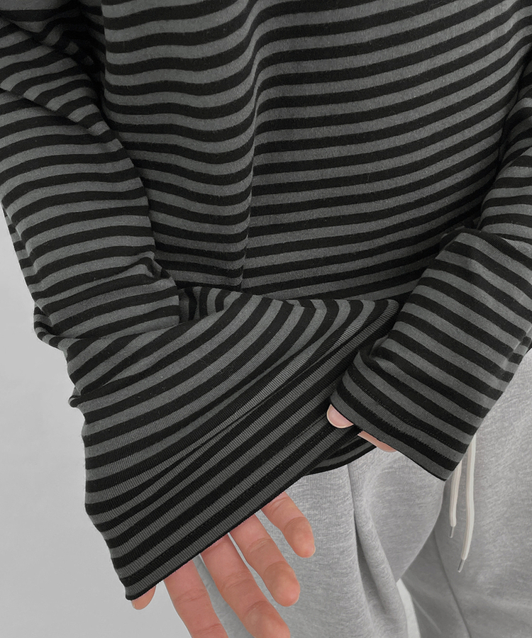 ストライプ長袖Tシャツ BLACK