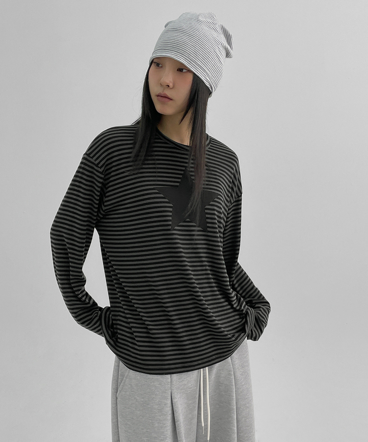 ストライプ長袖Tシャツ BLACK