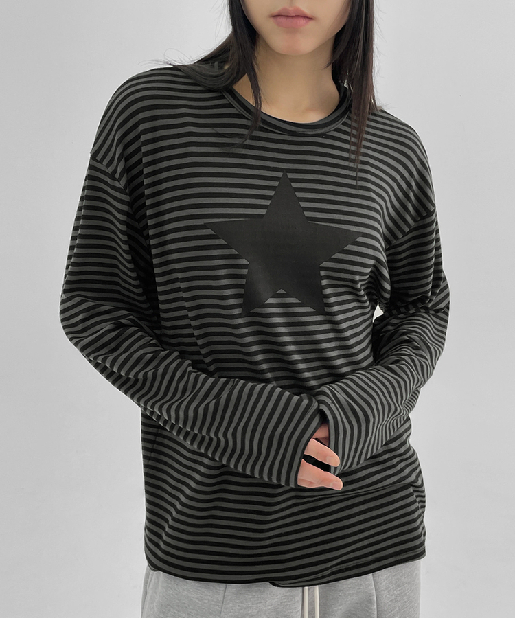 ストライプ長袖Tシャツ BLACK