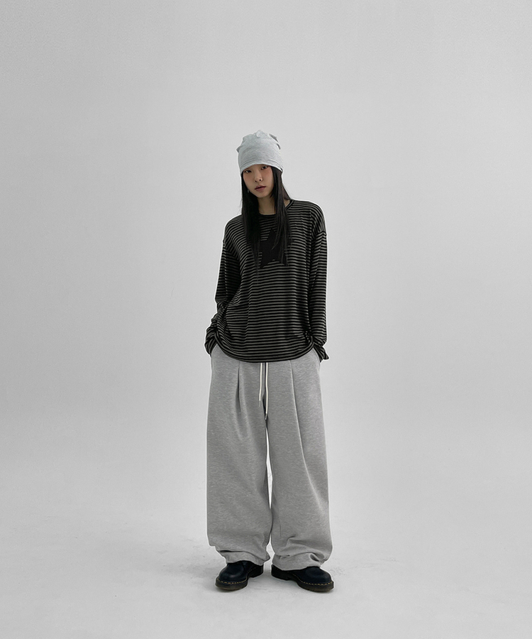 ストライプ長袖Tシャツ BLACK