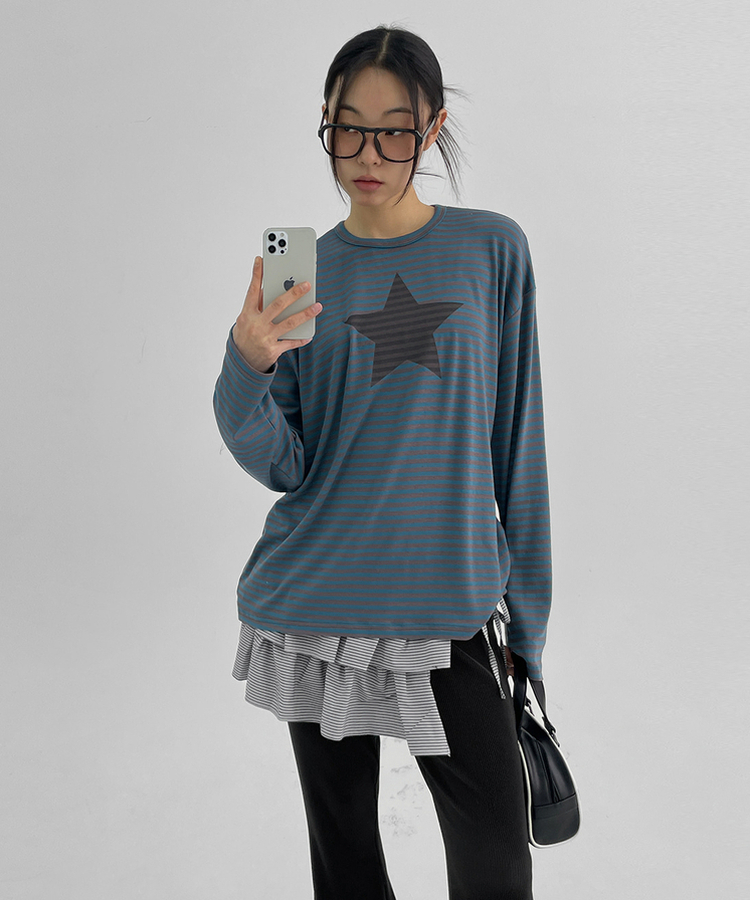 ストライプ長袖Tシャツ BLUE