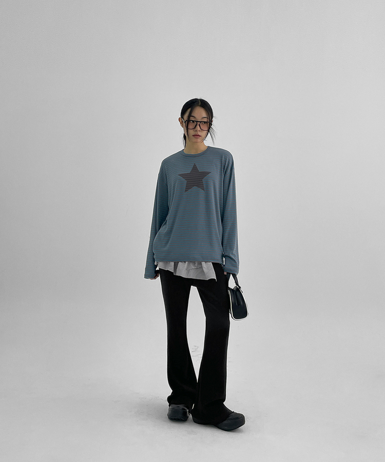 ストライプ長袖Tシャツ BLUE