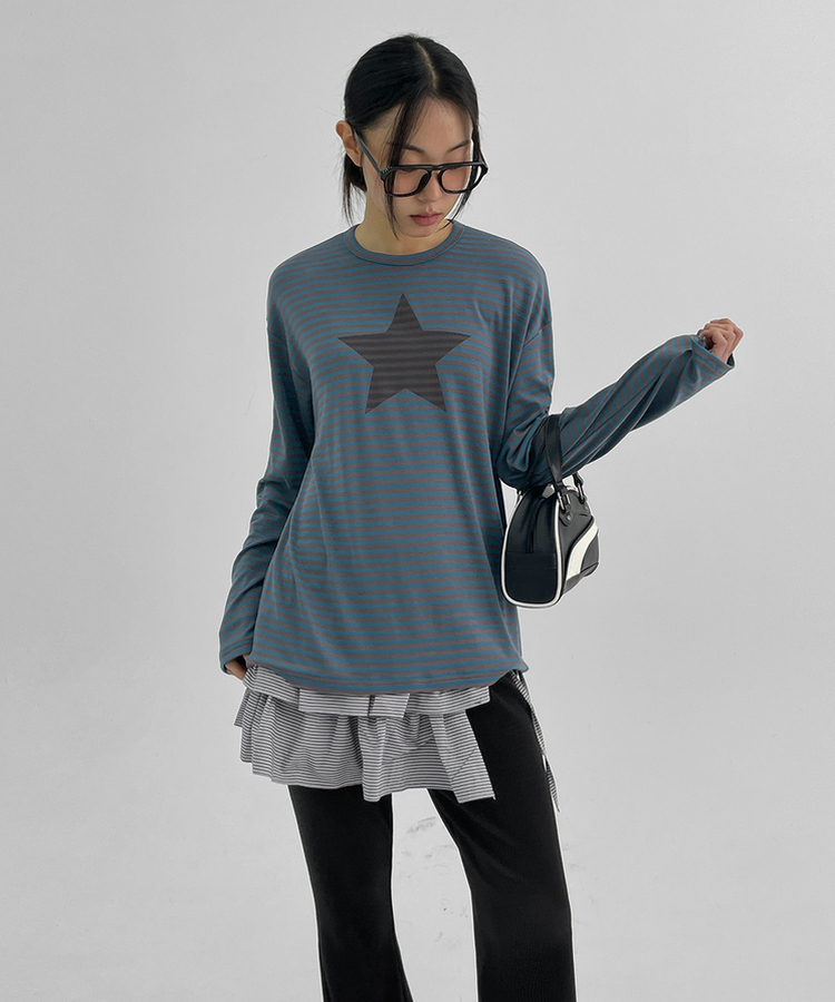 ストライプ長袖Tシャツ BLUE