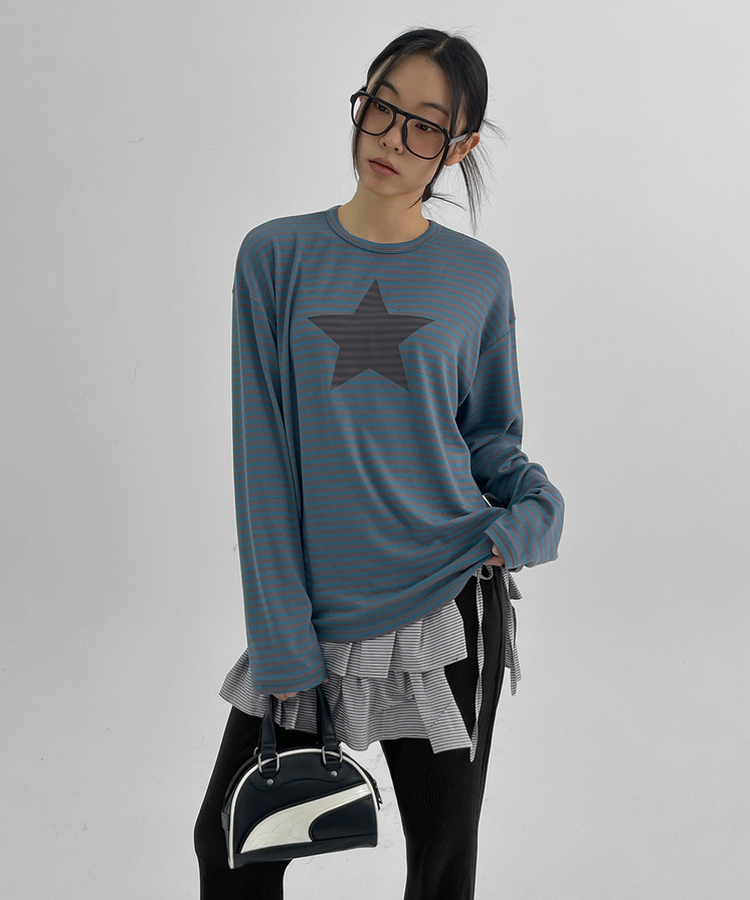 ストライプ長袖Tシャツ BLUE