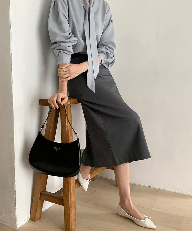【ベルト付き】【ベルト付き】【丈別】ダッチベルトスカート CHARCOAL