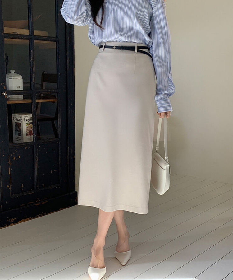 【ベルト付き】【ベルト付き】【丈別】ダッチベルトスカート CREAM BEIGE