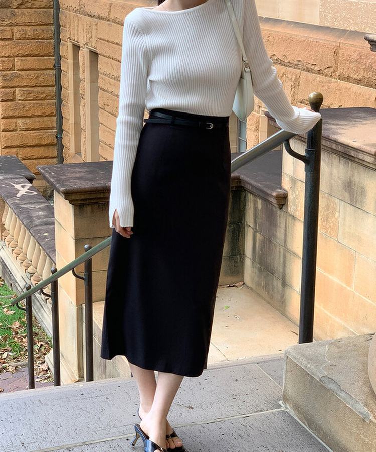 【ベルト付き】【ベルト付き】【丈別】ダッチベルトスカート BLACK