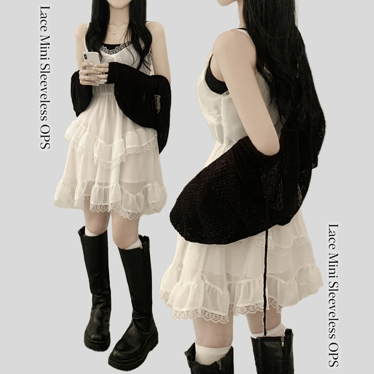 レースシースルーティアードワンピース IVORY