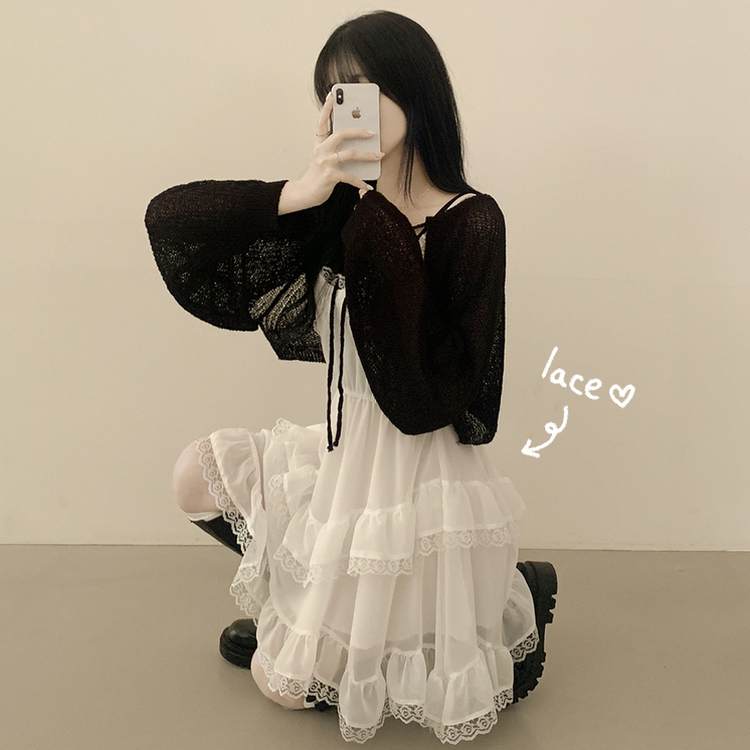 レースシースルーティアードワンピース IVORY