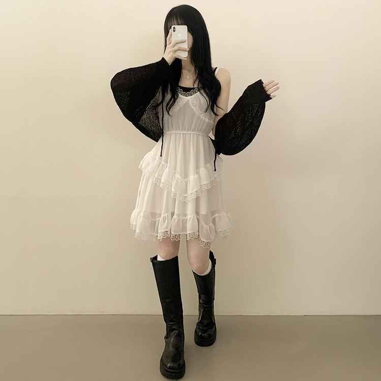 レースシースルーティアードワンピース IVORY