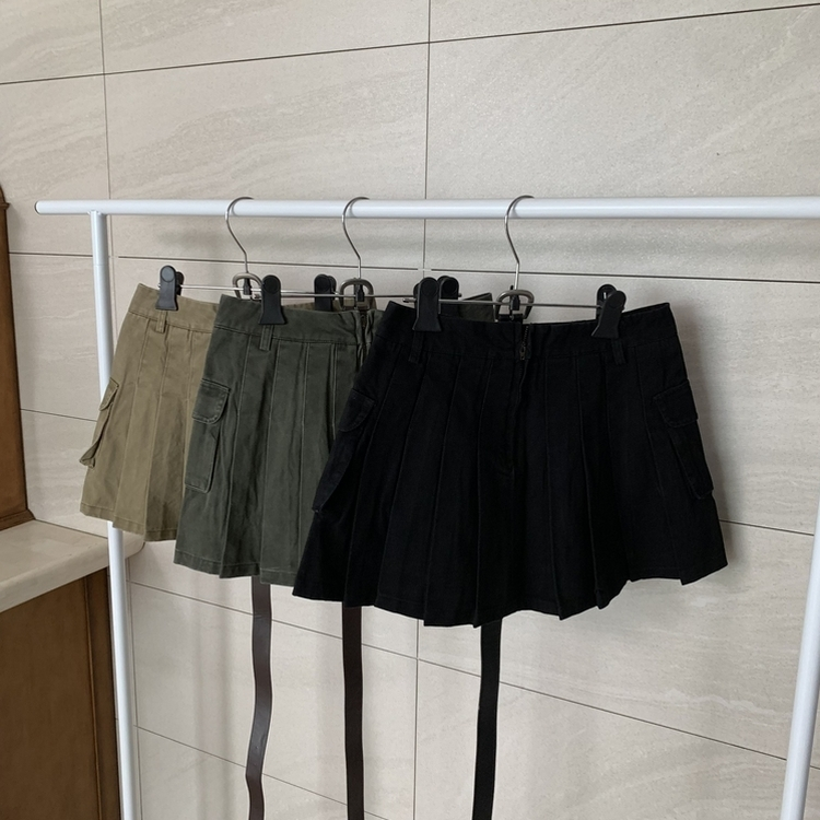 【ベルト付き】プリーツコットンカーゴスカート