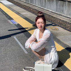 【SET】シフォンブラウスミニスカート WHITE