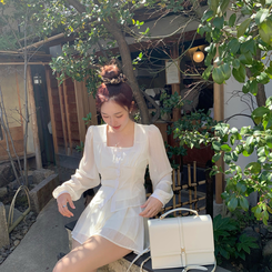 【SET】シフォンブラウスミニスカート WHITE