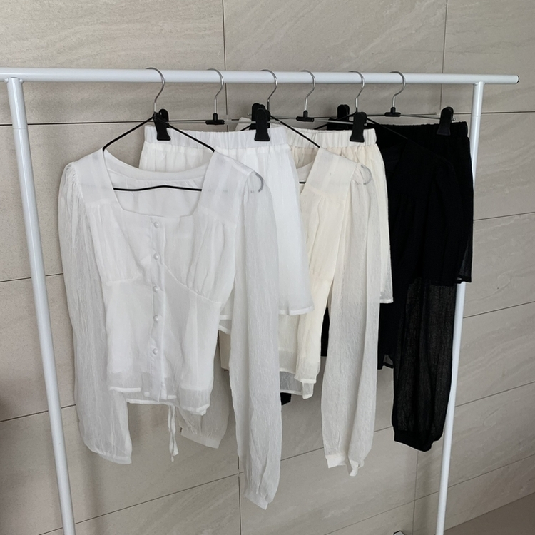 【SET】シフォンブラウスミニスカート