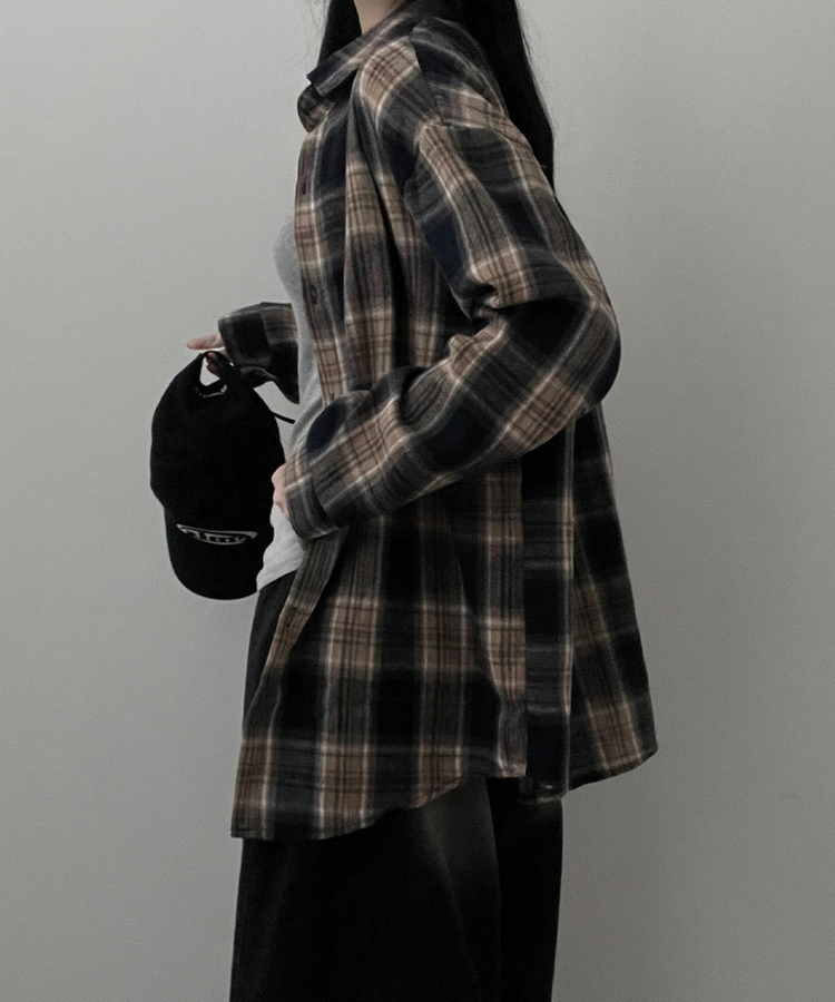チェックパターンシャツ NAVY