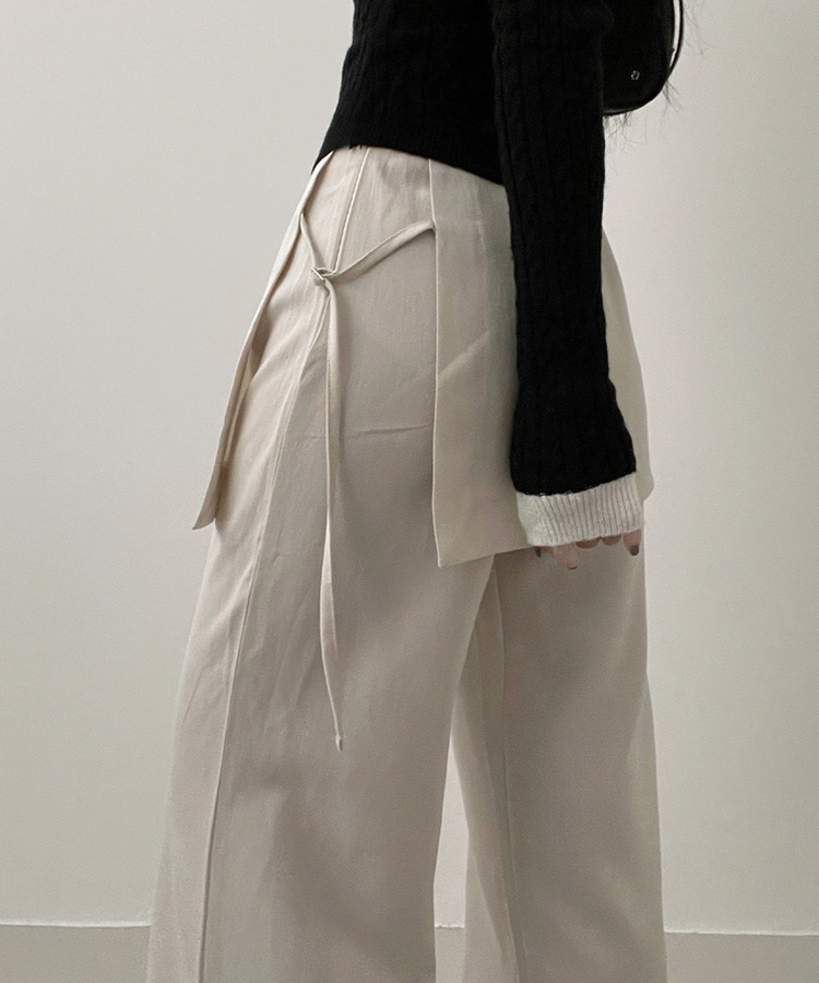 벨트랩스커트레이어드일자와이드롱슬랙스팬츠 베이지