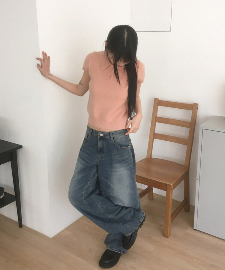 ウォッシングワイドバルーンデニムパンツ BLUE DENIM