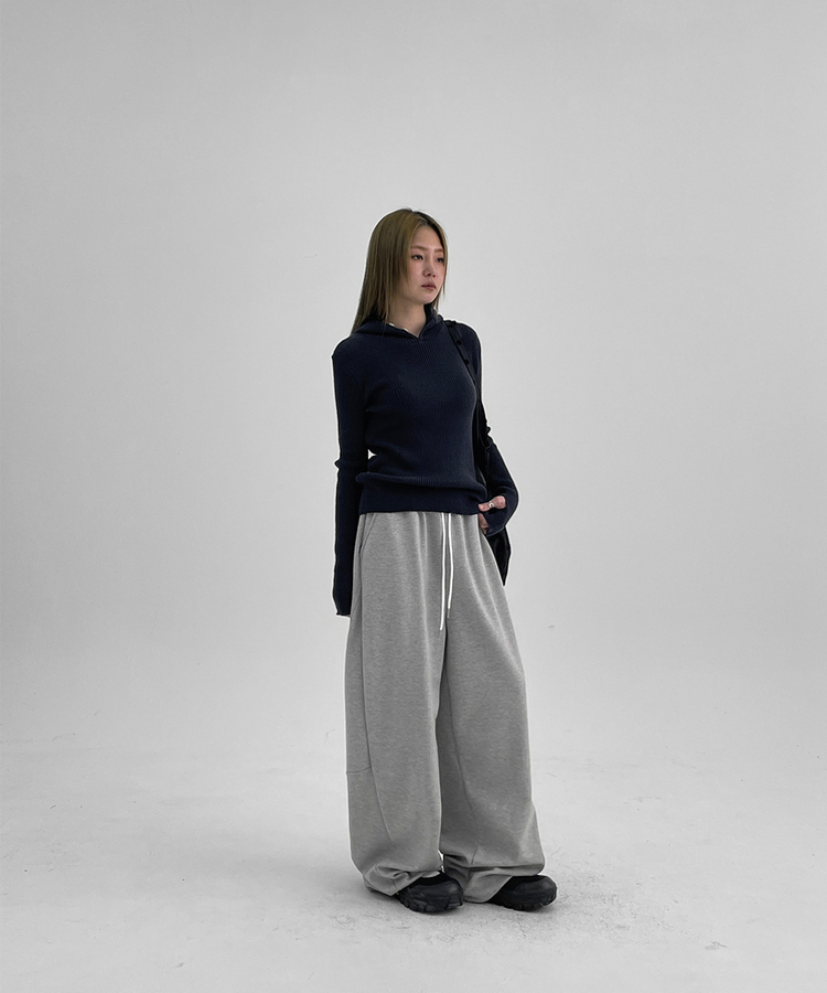 ボタンウォーマーフードニット(9color) NAVY