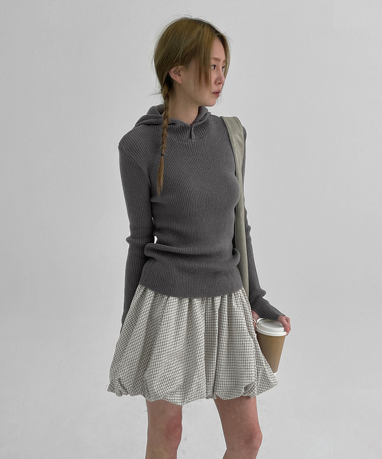 ボタンウォーマーフードニット(9color) GREY
