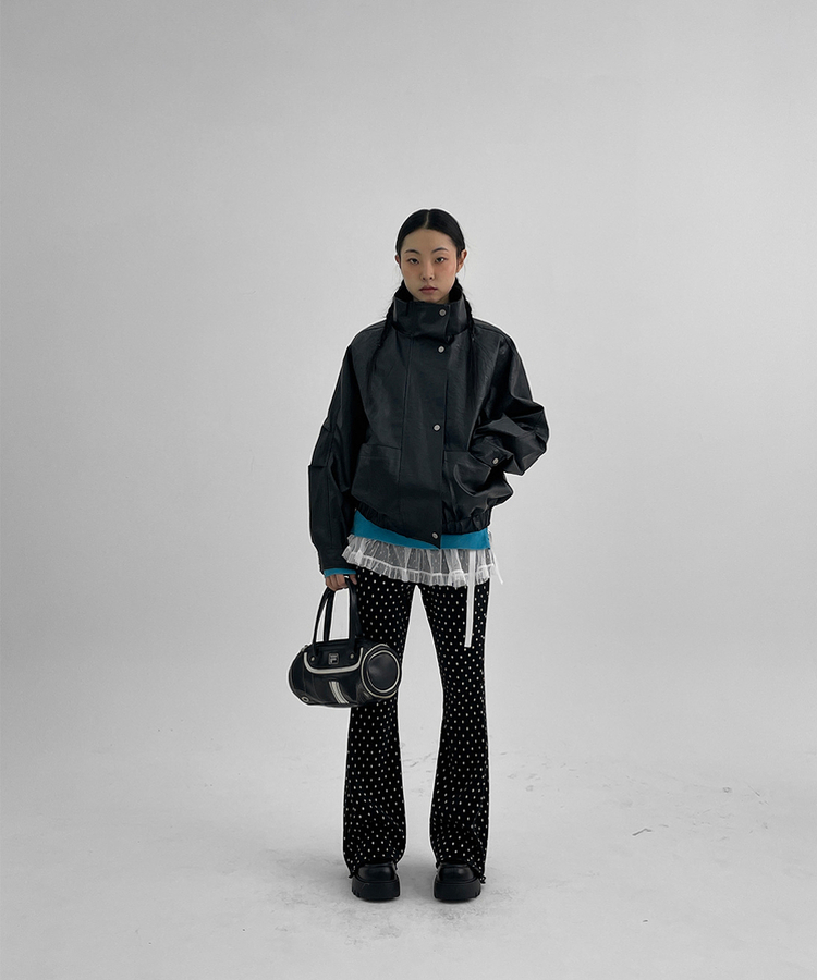 ハイネックレザージャケット BLACK