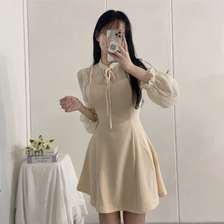 リボンシフォンブラウスワンピース CREAM