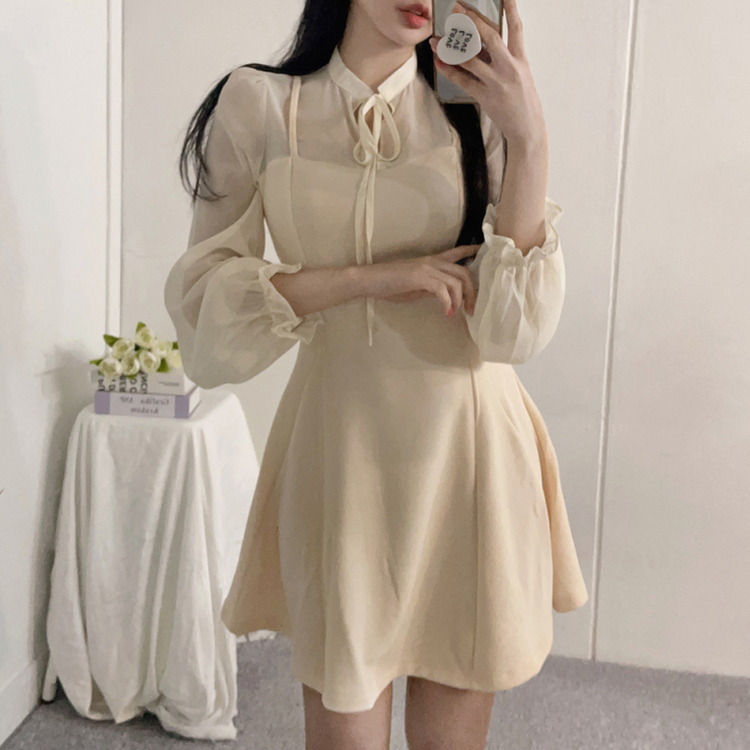 リボンシフォンブラウスワンピース CREAM