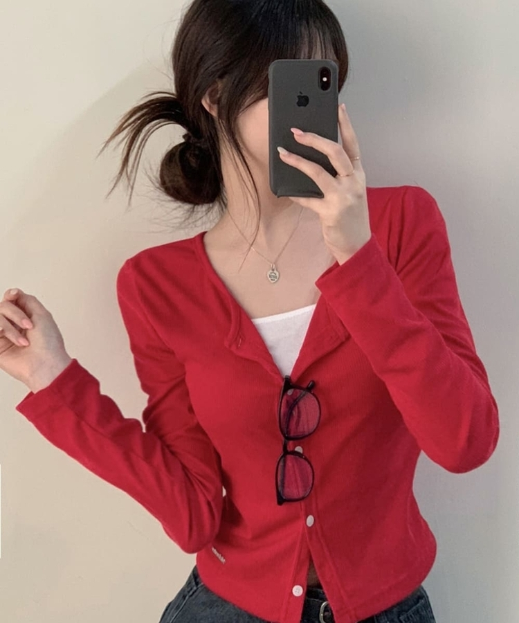 デイリーコットンカーディガン(5color) RED