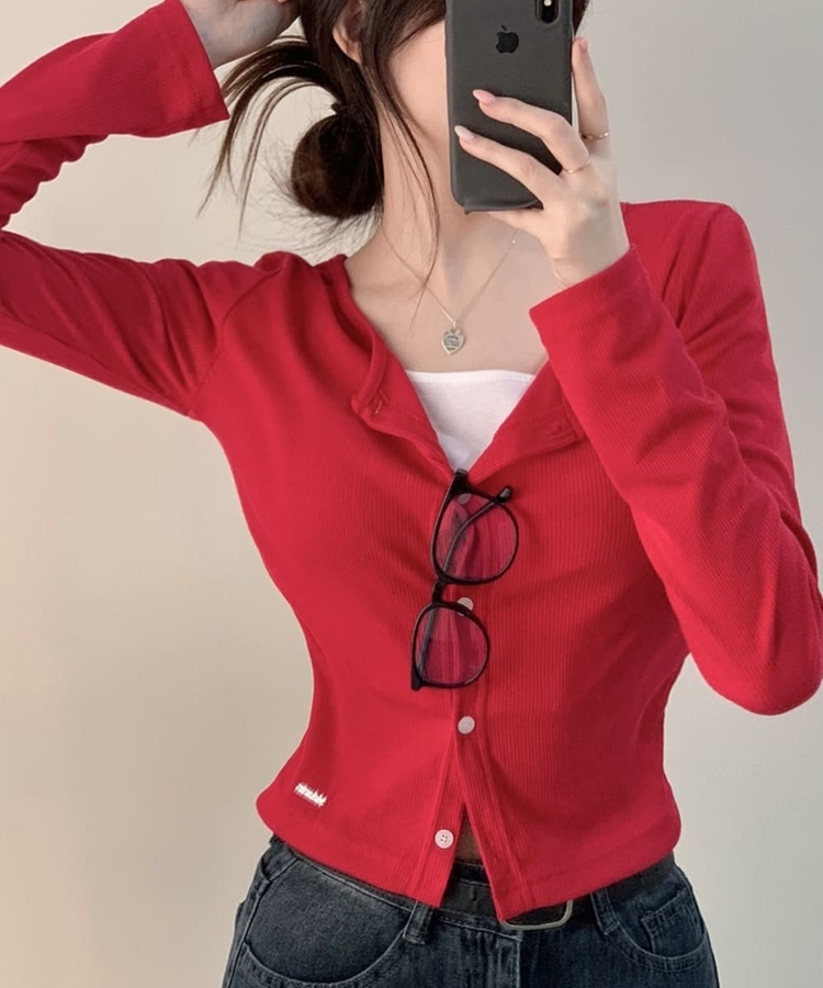 デイリーコットンカーディガン(5color) RED