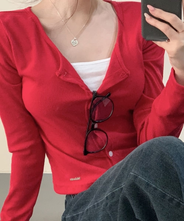 デイリーコットンカーディガン(5color) RED