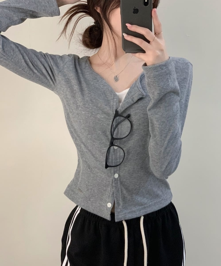 デイリーコットンカーディガン(5color) GREY