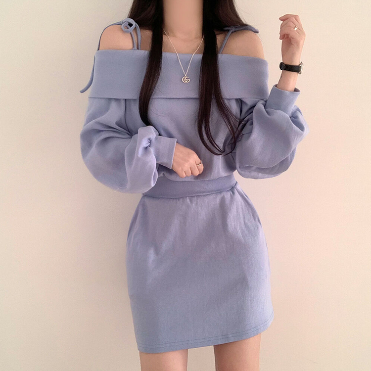 ショルダーリボンウエストワンピース SKY BLUE