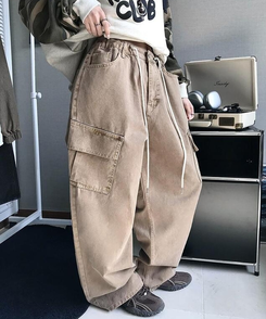 コットンパンツ ピグメントカーゴストリングパンツ BEIGE