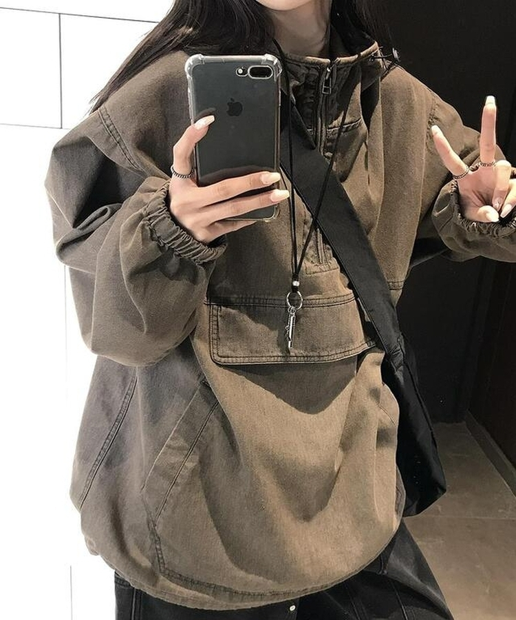 アノラックデニムフード BROWN