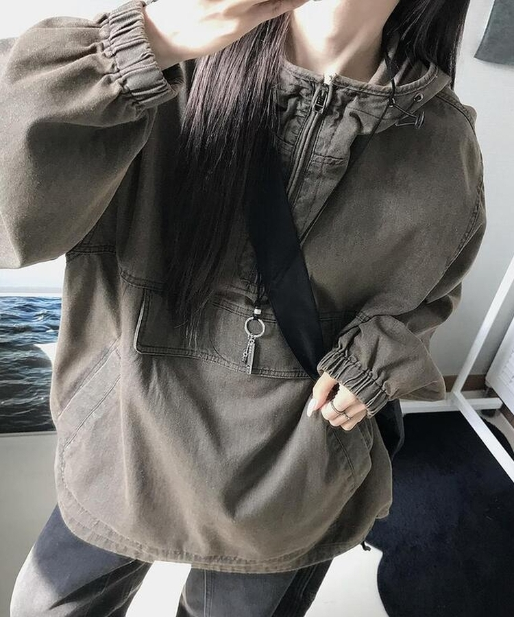 アノラックデニムフード BROWN