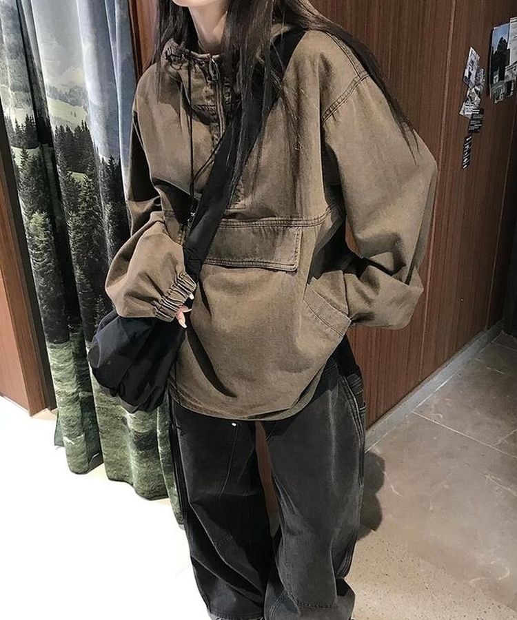 アノラックデニムフード BROWN