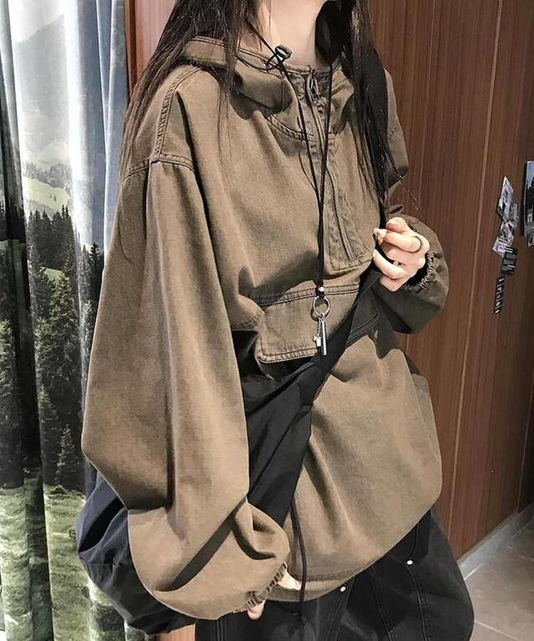 アノラックデニムフード BROWN