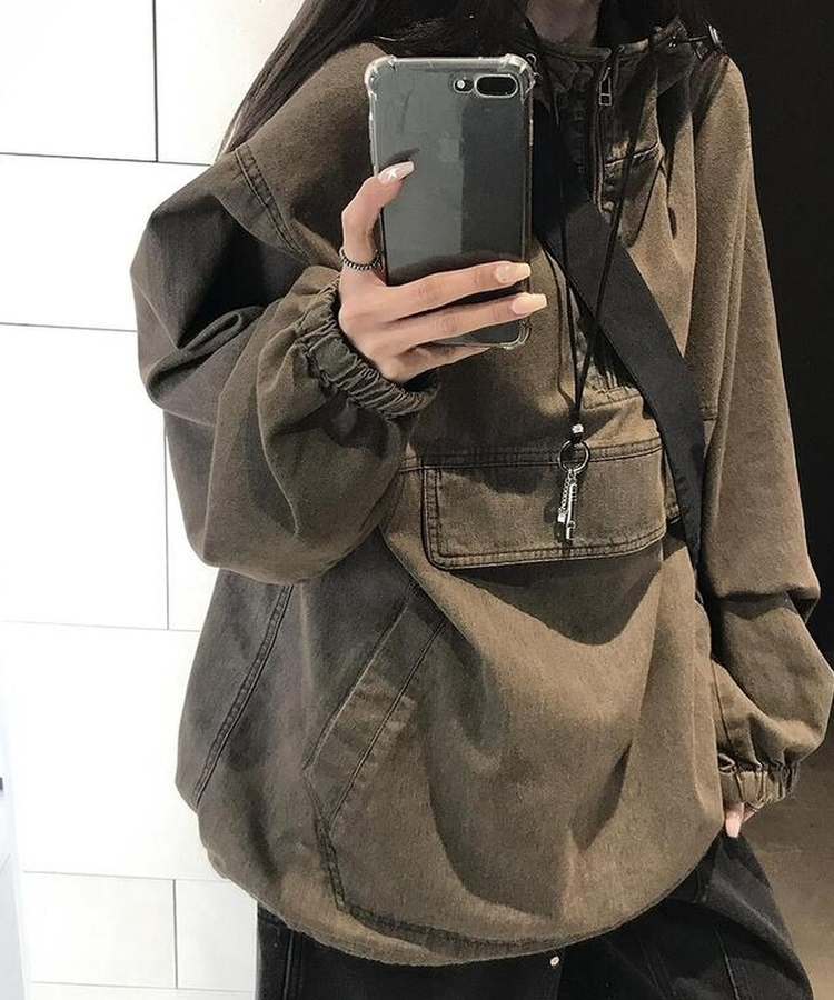アノラックデニムフード BROWN