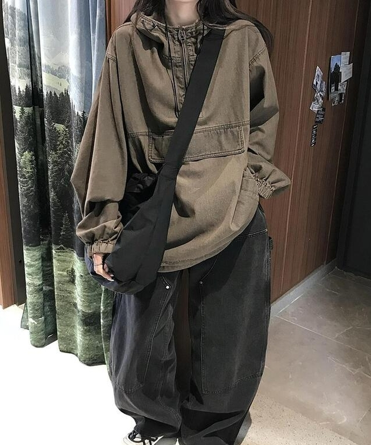 アノラックデニムフード BROWN