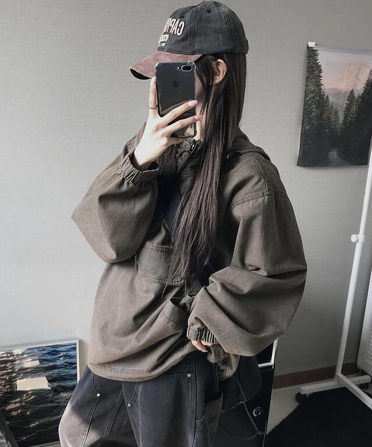 アノラックデニムフード BROWN