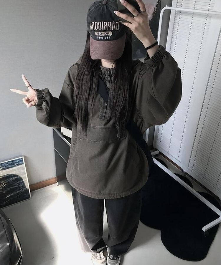 アノラックデニムフード BROWN